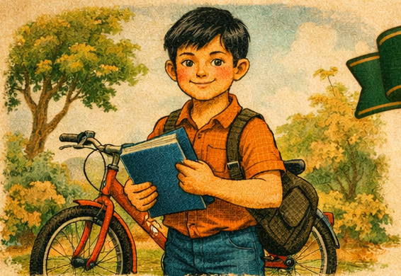 Raman introduction with bicycle and sketchbook