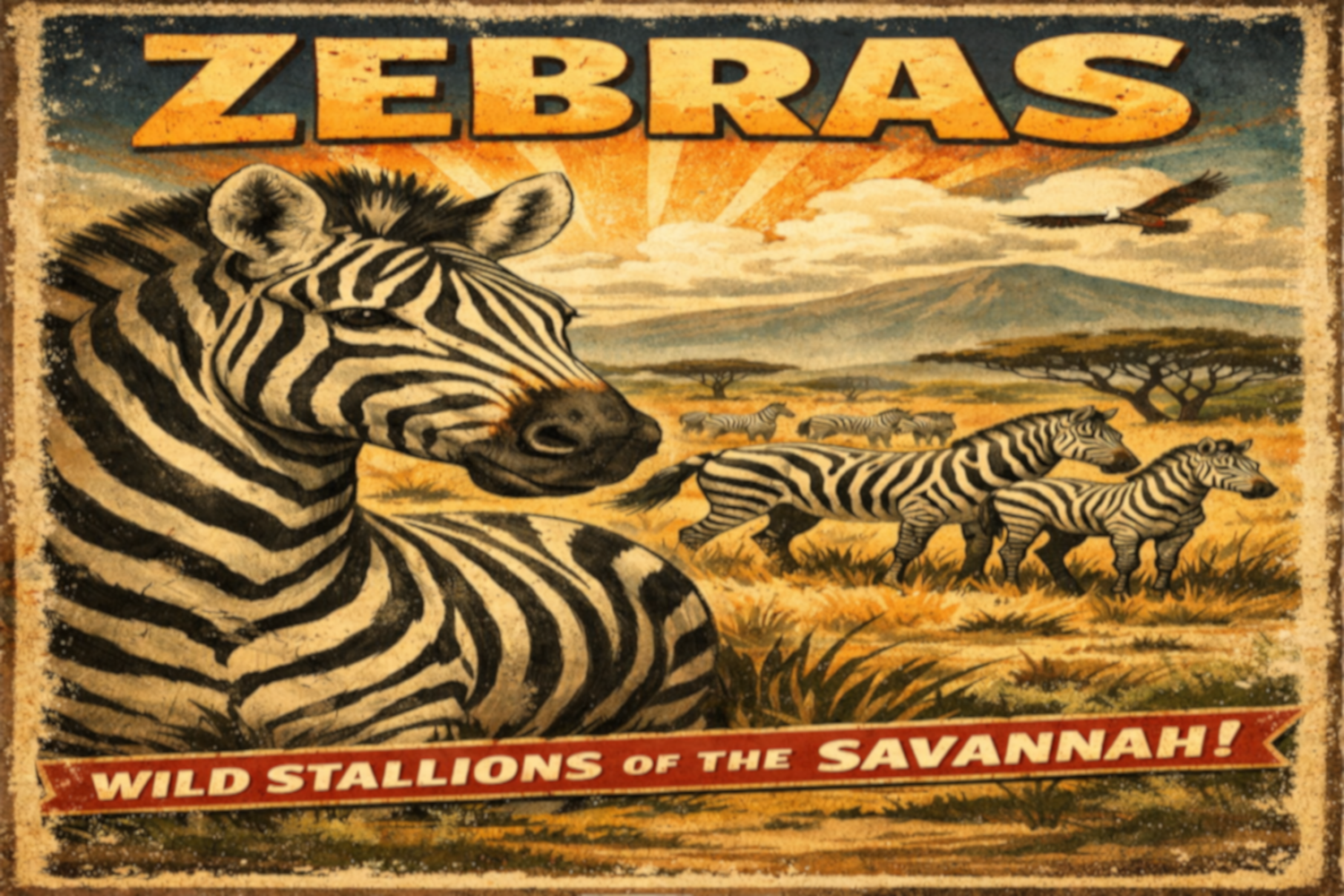 Zebra herd grazing
